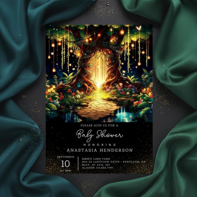 Convite Chá de fraldas de Floresta Ampliável e Mastigada (Criador carregado)