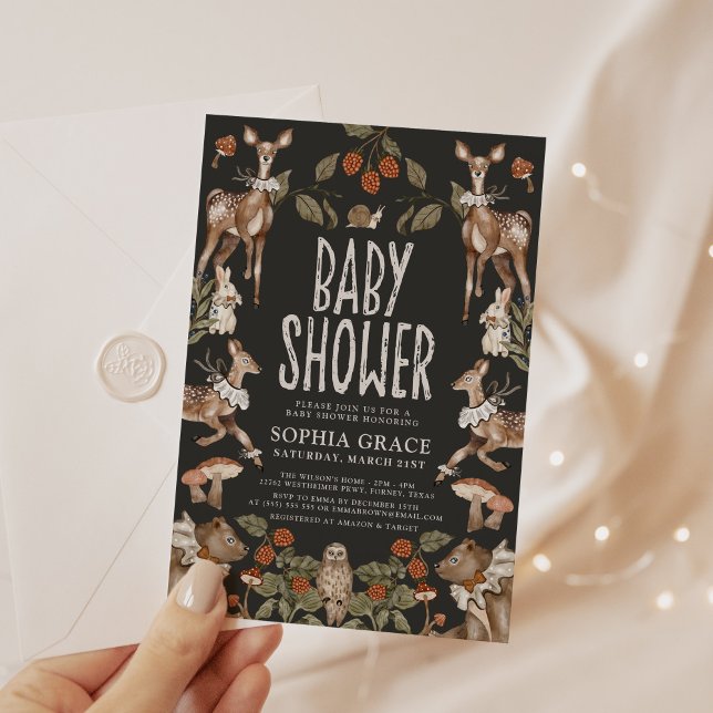 Convite Chá de fraldas de Floresta Negra Encantada (Criador carregado)