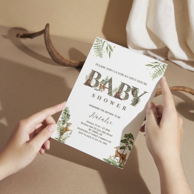 Convite chá de fraldas de florestas de casas abertas (Criador carregado)