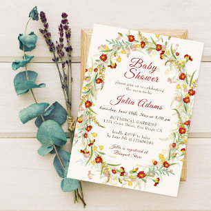 Convite Chá de fraldas de folhagem Amarelo Amarelo de Flor