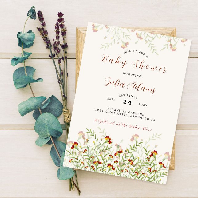 Convite Chá de fraldas de folhagem Amarelo Amarelo de Flor (Criador carregado)