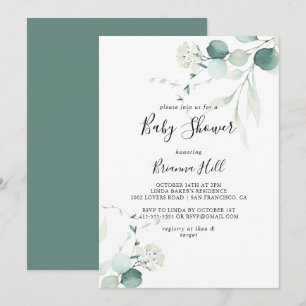 Convite Chá de fraldas de Folhagem Eucalipto Verde de Ver