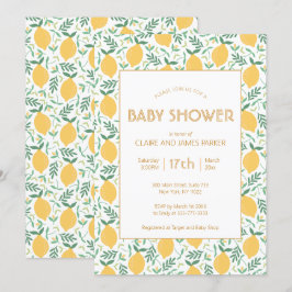 Convite Chá de fraldas de folhas de Fruta de limão amarelo