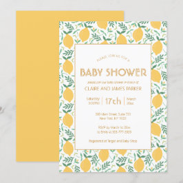 Convite Chá de fraldas de folhas de Fruta de limão amarelo