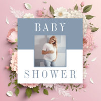 Chá de fraldas de foto azul mínimo de lado duplo