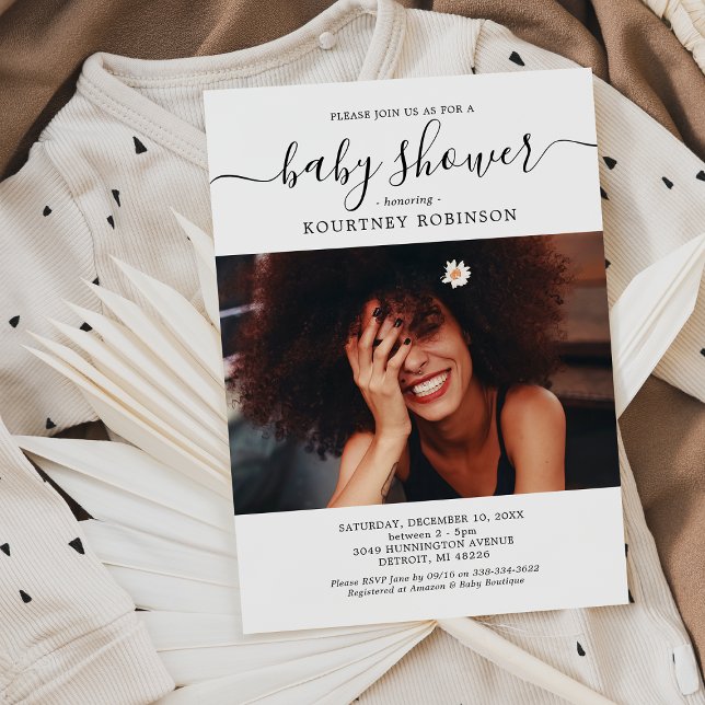 Convite Chá de fraldas de Foto Moderno (Criador carregado)