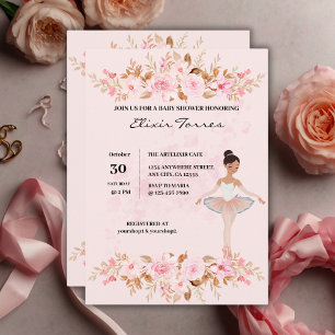 Convite Chá de fraldas de Fotografia Ballerina Moderna e B
