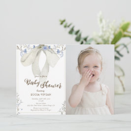 Convite Chá de fraldas de Fotografia do Arco Coquette Blue