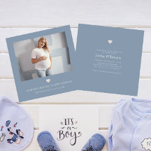 Chá de fraldas de fotos azul de dusky mínimo chic