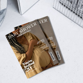 Convite Chá de fraldas de fotos de cobrir de revista neutr