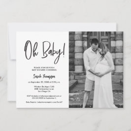 Convite Chá de fraldas de fotos modernas minimalistas