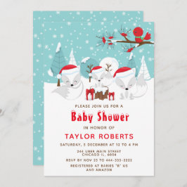 Convite Chá de fraldas de Fox Árctico de Woodland Natal