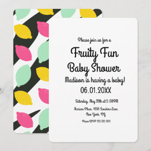 Convite Chá de fraldas de Fruta Colorida de Limões Negro
