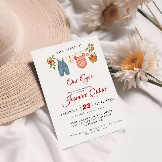 Convite Chá de fraldas de Fruta de Maçã Suspiro de bebê (Criador carregado)