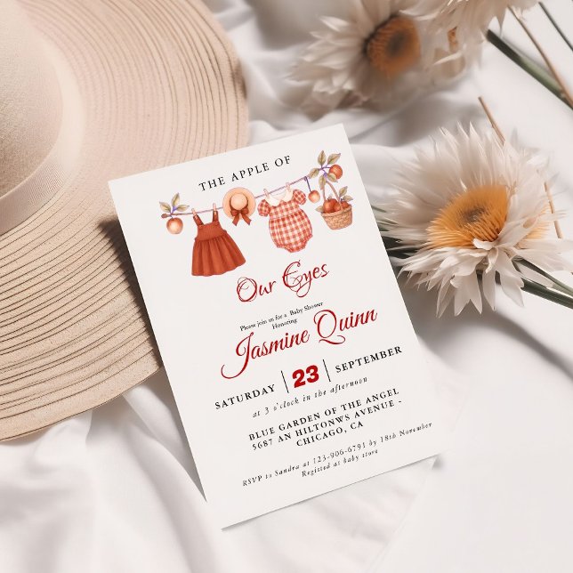 Convite Chá de fraldas de Fruta de Maçã Suspiro de bebê (Criador carregado)