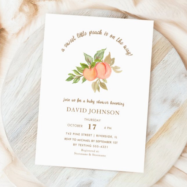 Convite Chá de fraldas de Fruta de pêssego doce (Criador carregado)