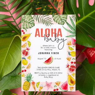 Convite Chá de fraldas de Fruta de verão fresco da Aloha B