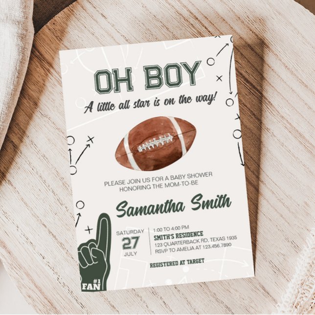 Convite Chá de fraldas de futebol (A Little All Star Baby Shower Invitation)