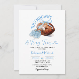 Convite Chá de fraldas de Futebol do Touchdown e Tiny Toes