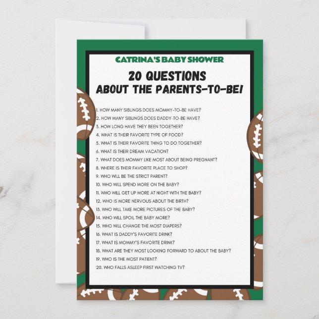 Convite Chá de fraldas de futebol, futebol - Nome editável (Frente)