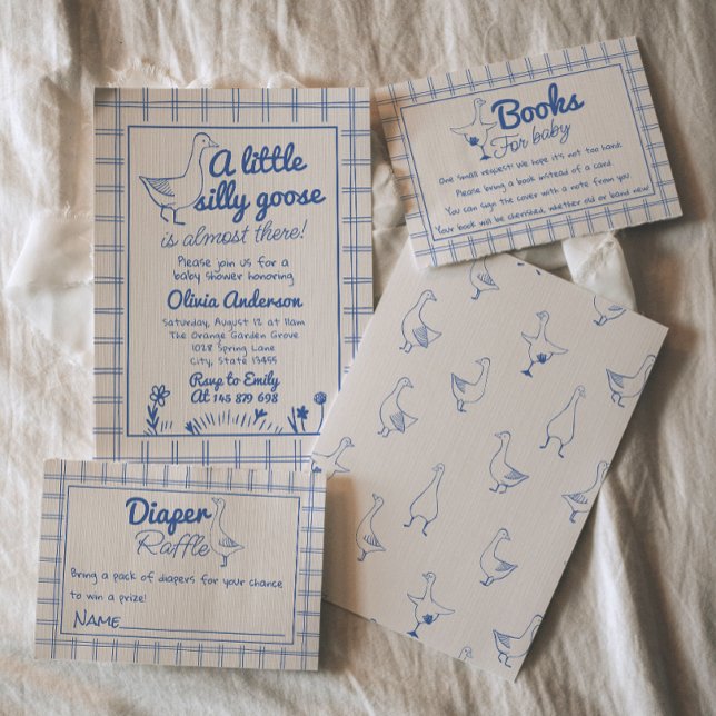 Convite Chá de fraldas de ganso Bobo desenhado de manto de (Criador carregado)