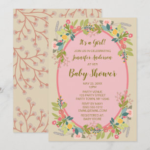 Convite Chá de fraldas de Garden Floral Girl