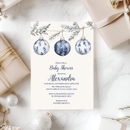 Convite Chá de fraldas de Garland do Ornamento Azul