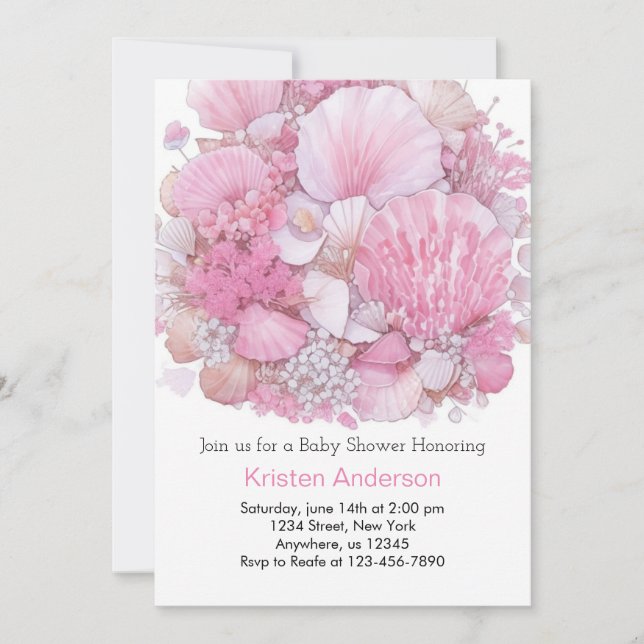 Convite Chá de fraldas de Garota Beachcomber Whimsical Oce (Frente)