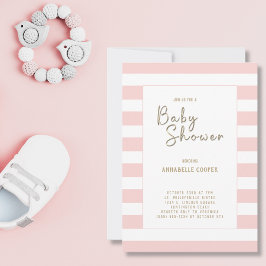 Convite Chá de fraldas de Garota Branco-Rosa-Esbranquiçada