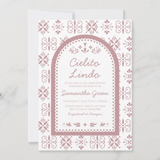 Convite Chá de fraldas de Garota Cielito Lindo (Frente)