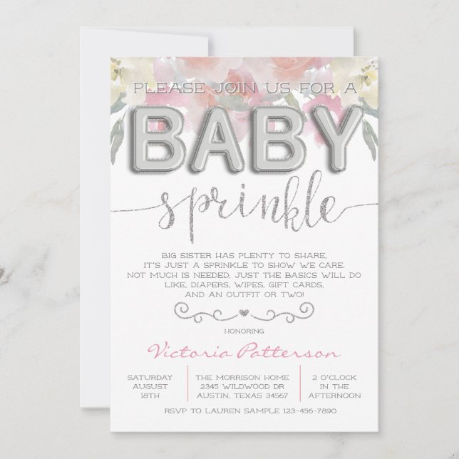 Convite Chá de fraldas de Garota de Água do Balão de Folha (Frente)