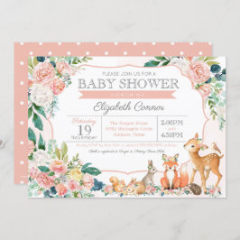 Convite Chá de fraldas de Garota de Animais Florestais Ado