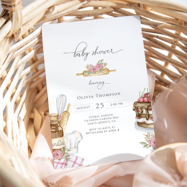 Convite Chá de fraldas De Garota De Aquarela (Criador carregado)