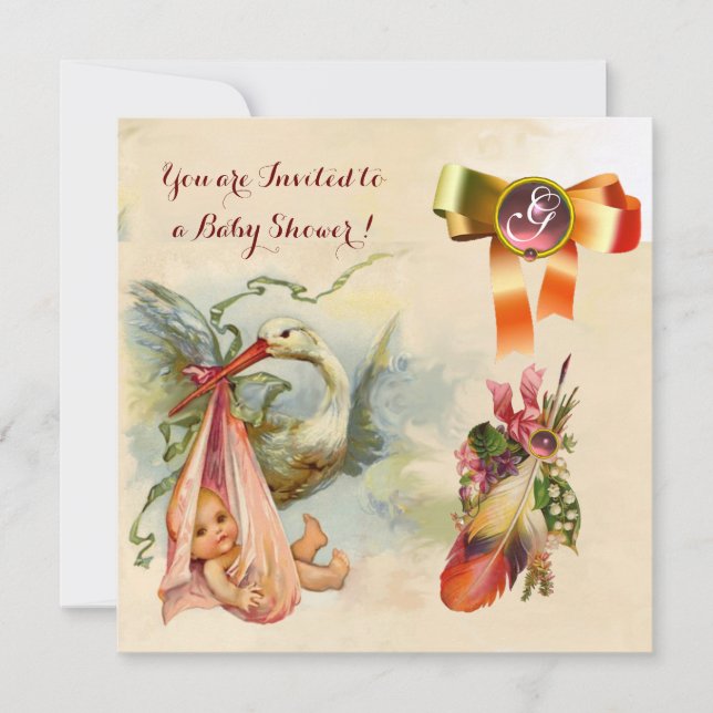 Convite Chá de fraldas DE GAROTA DE ARMAZENAMENTO DE TINTA (Frente)