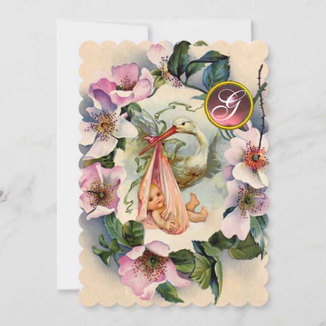 CONVITE CHÁ DE FRALDAS DE GAROTA DE ARMAZENAMENTO, ROSAS S (Frente)