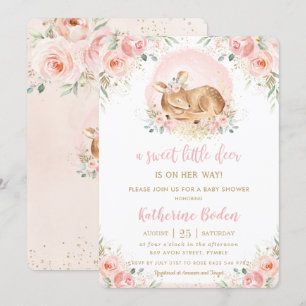 Convite Chá de fraldas De Garota De Bebê Floral Chic Blu