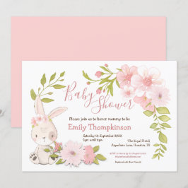 Convite Chá de fraldas de Garota de Folha Bonita