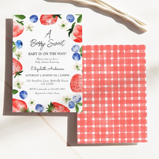 Convite Chá de fraldas de Garota de Morango-Amoreira-Amore (Criador carregado)