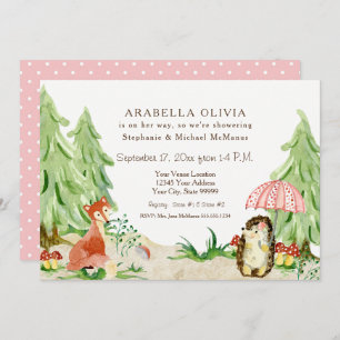 Convite Chá de fraldas de Garota do Fox Hedgehog da Flores