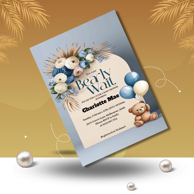 Convite Chá de fraldas de Garota do Urso de Teddy (Criador carregado)