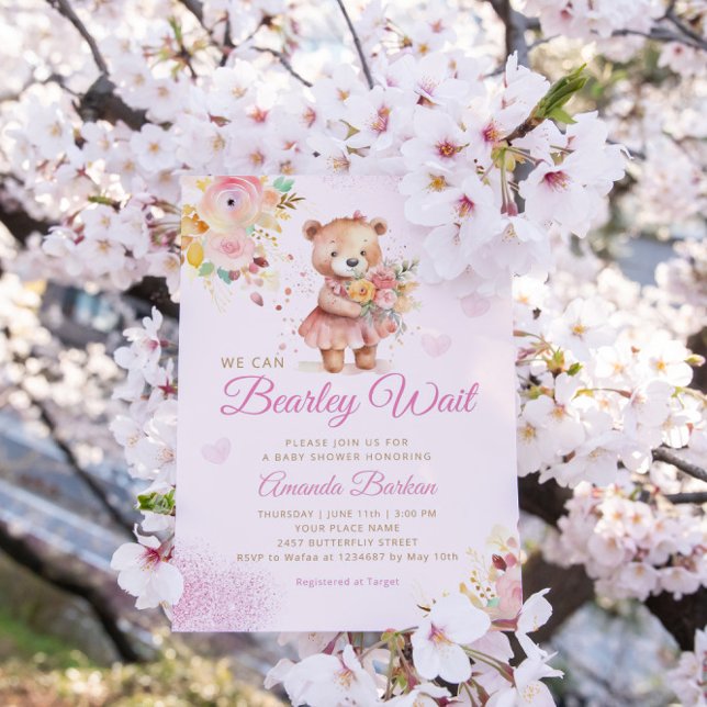 Convite Chá de fraldas de Garota do Urso de Teddy Boho da  (Criador carregado)
