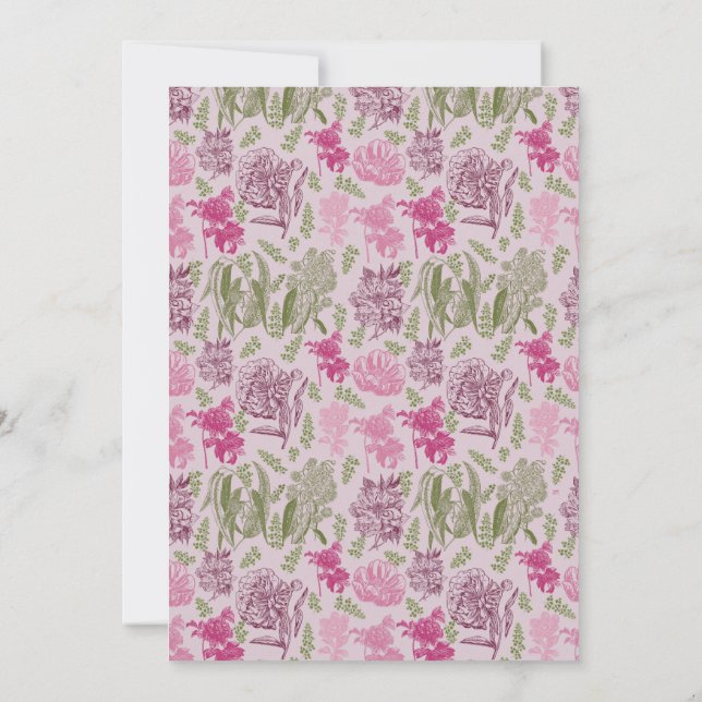 Convite Chá de fraldas de Garota Eucalyptus de Peony Botân (Verso)