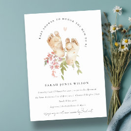 Convite Chá de fraldas De Garota Floral Cor-de-Rosa Esbran