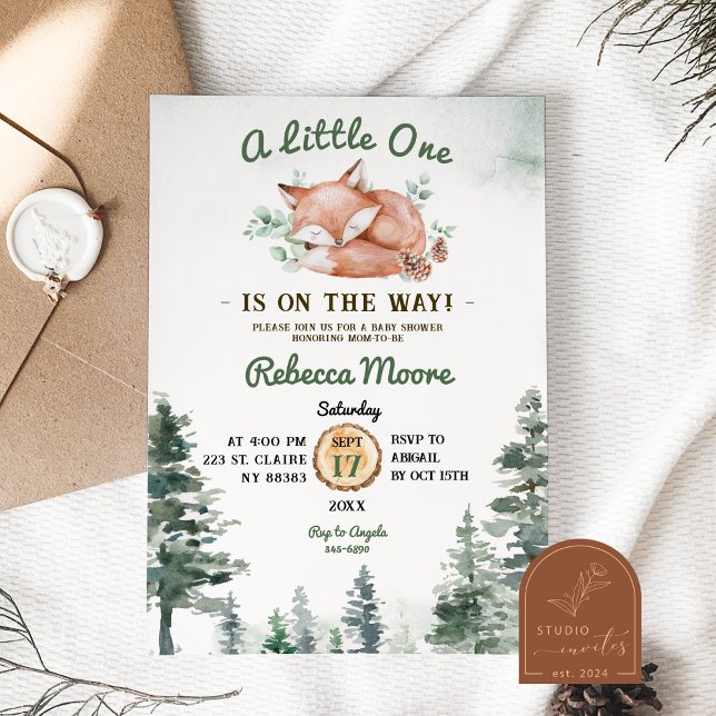 Convite Chá de fraldas de Garota Floral da Pequena Fox (Criador carregado)