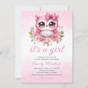 Convite Chá de fraldas de Garota Floral de Boho Rosa Woodl