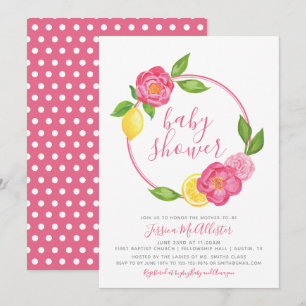 Convite Chá de fraldas de Garota Floral de Lema Floral de