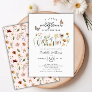 Convite Chá de fraldas de Garota Floral do Pequeno Vinho
