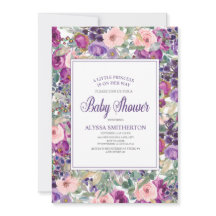 Chá de fraldas de Garota Floral Rosa Púrpura