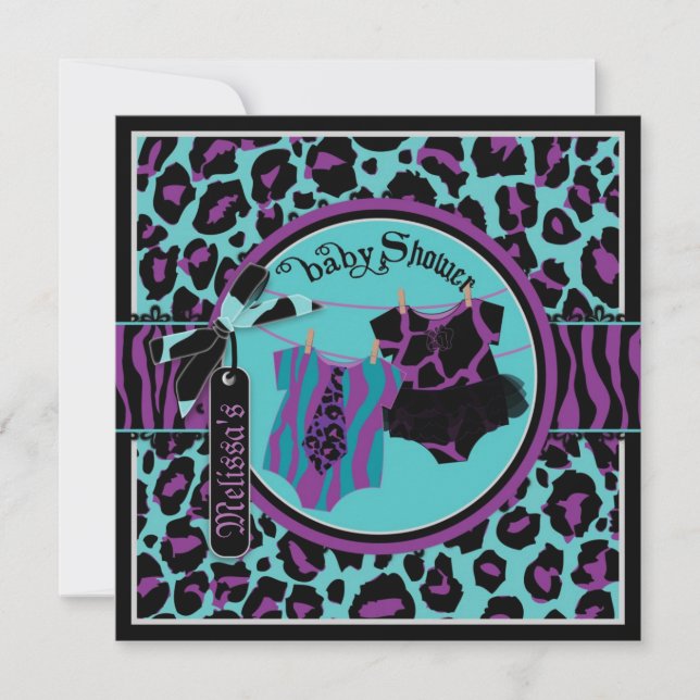 Convite Chá de fraldas de Garota Gêmea do Rock Star Tutu (Frente)