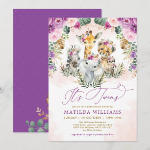 Convite Chá de fraldas de Garota Gemida Safari